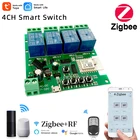 Умный модуль выключателя света Zigbee, 4-канальный модуль выключателя, 51232 В постоянного тока, RF433, 10 А, реле, работает с Alexa Google Assistant,Tuya Smart Life