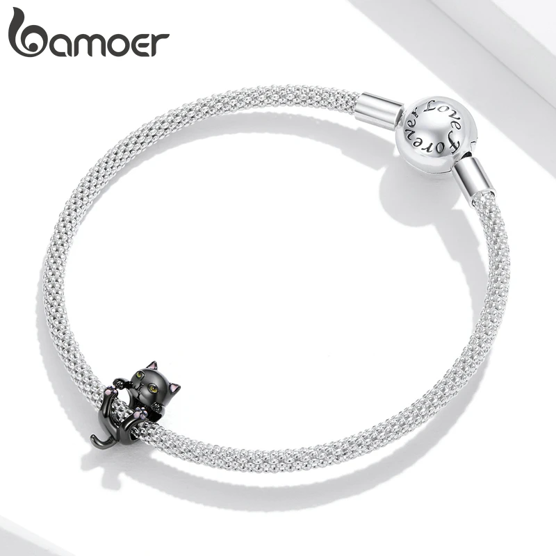 bamoer шармы из серебра 925 пробы мультипликационная кошка шармы-подвески для
