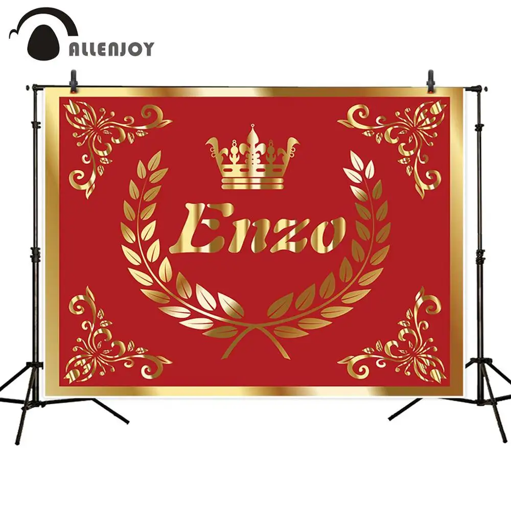 Allenjoy Фотофон с синим дном фон золотой короной и оливковой веткой задний в