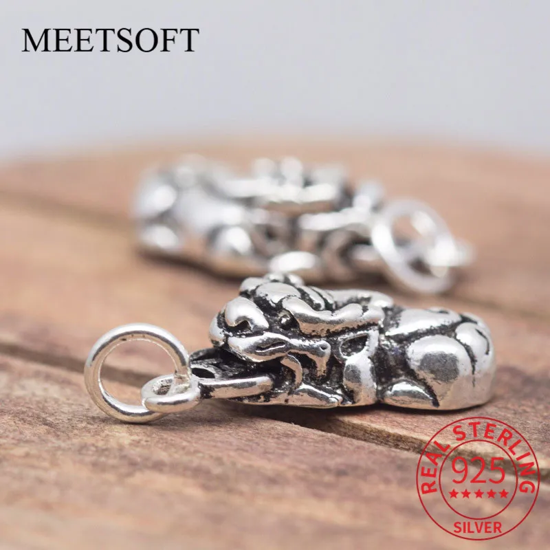 

MEETSOFT, винтажные тайские шармы из стерлингового серебра 925 пробы в виде храбрых войск и круглых подвесок, украшение «сделай сам»