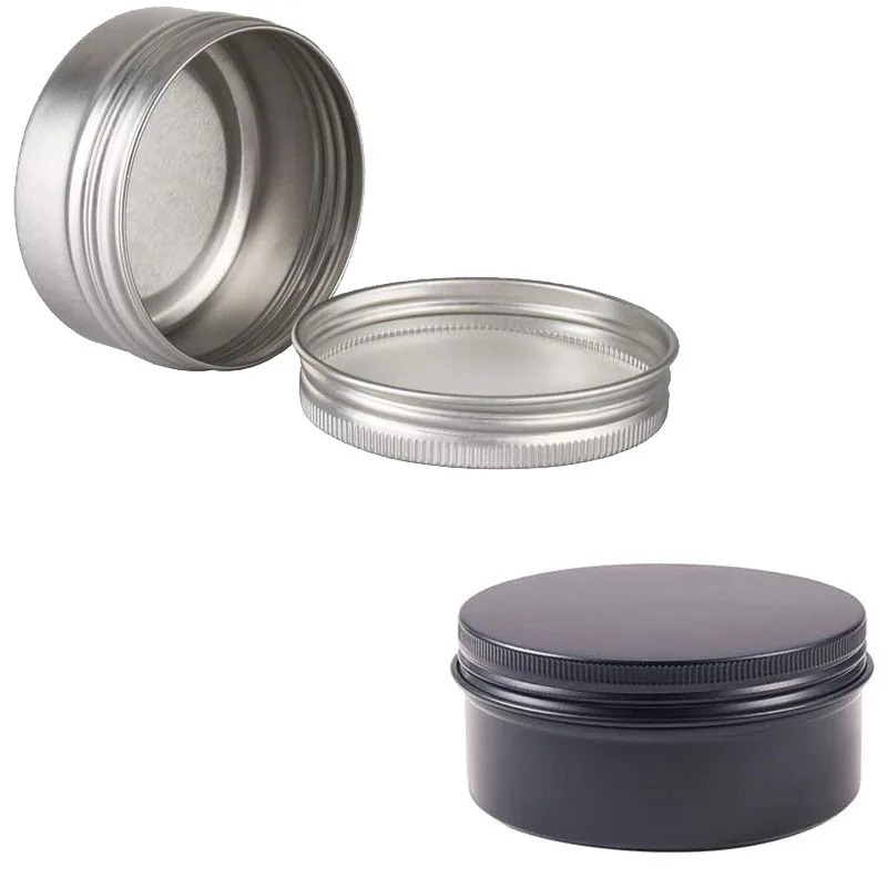 

50g Metal Aluminum Round Tin Cans Box 50ml Silver Empty Cosmetic Cream Jar Pot Case Screw Thread Lid Lip Balm Container 50pcs