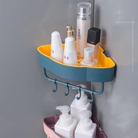 4 colors free punch wall corner bathroom shelves shelf with hook accessories shampoo shower shelf holder storage rack organizer