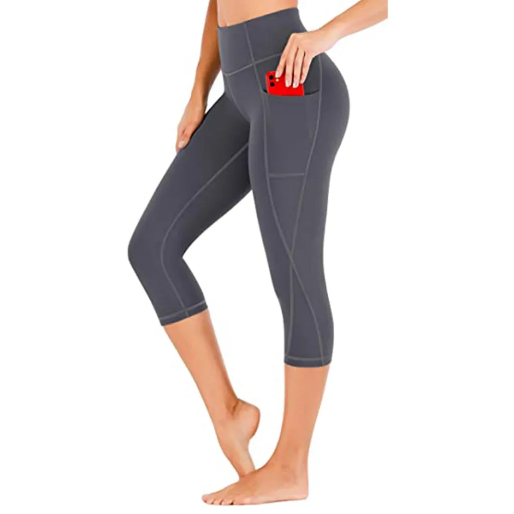 

Women's High Waist Yoga Pants Solid Workout Leggings Fitness Sports Running Yoga Athletic Pants Deportivas Mujer Trousers
