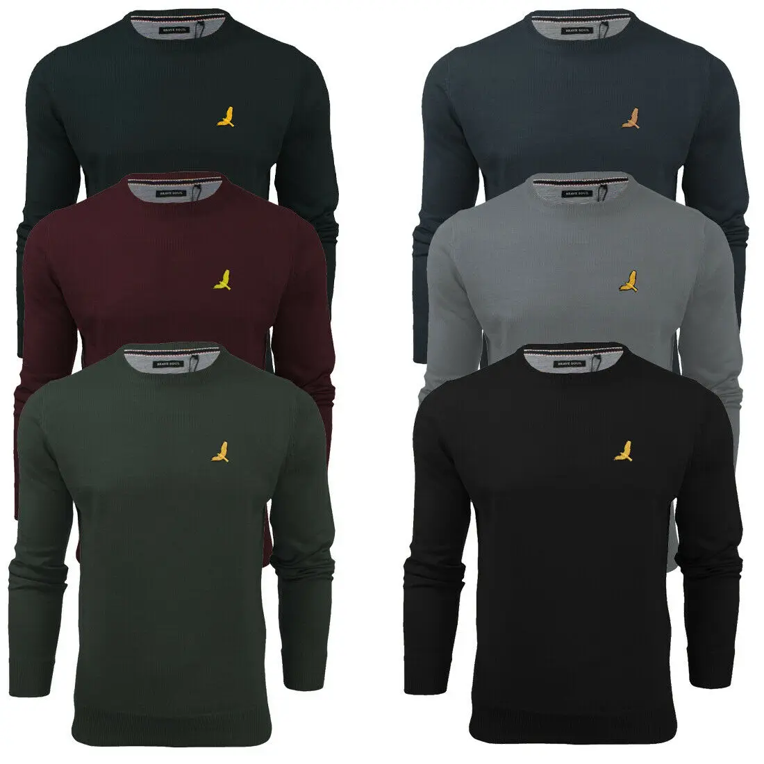 

Mens Knitwear Jumper Light Knit Crew Neck Long Sleeve Sweater Jersey Brave Soul