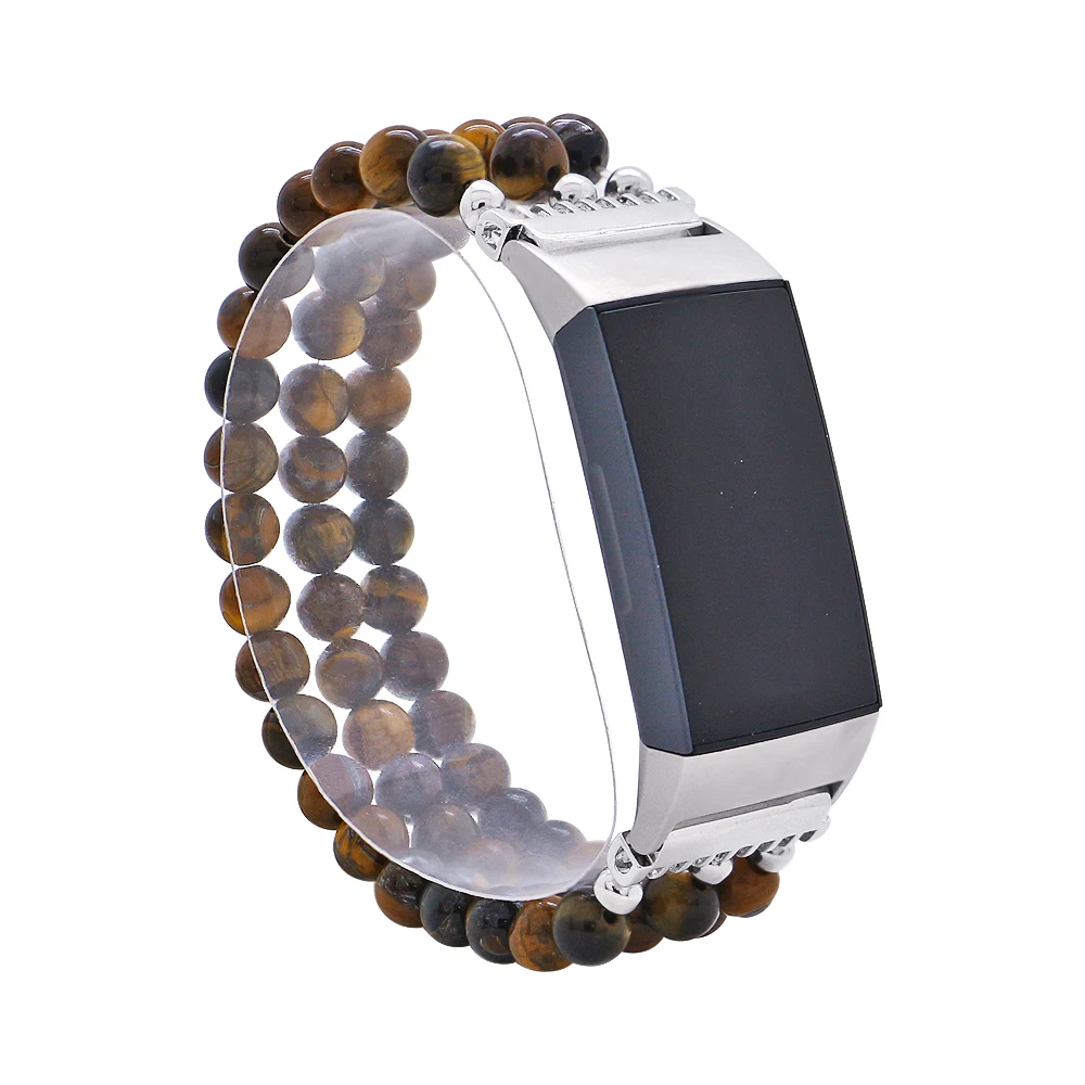 

Lureen Agate Elastic Beads Watchband For Fitbit Charge 3/4 Handmade Smart Watch Strap Men Watch Accessories Bracelet Wristband