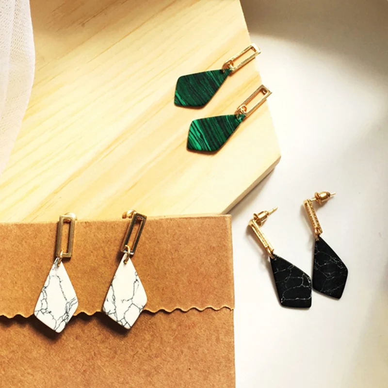 1 пара белых черных зеленых морских геометрических многоугольных полимерных