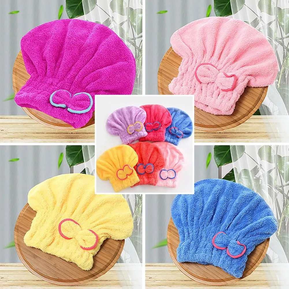 

Quick Dry Microfiber Dry Hair Hat Towel Strong Absorbing Turban Hair Drying Towel Wrap Turban Head Hat Bun Cap Shower Supplies