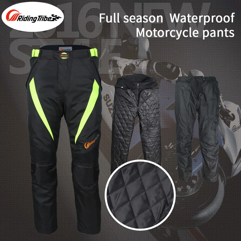 Summer Winter Motorcycle Pants Motorbike Riding Trousers Waterproof Warm with Knee Pads and Removable Liner Men Women HP-08