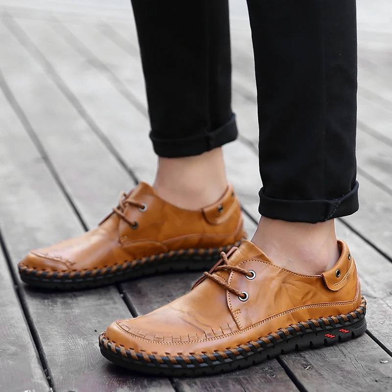 Новая кожаная мужская повседневная обувь ручной работы модные дизайнерские