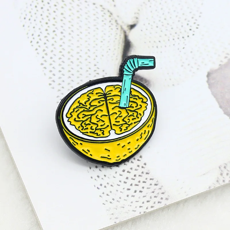 

Cartoon Cute Lemon Organ Brain Juice Brooch Pins Button Pins Brooch Denim Badge Funny Gift Fashion for Kids Jewelry Wholesale