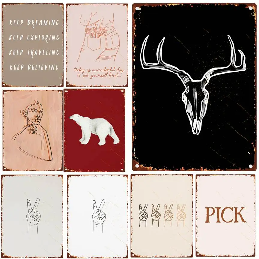 

Оловянная вывеска для Парижской галереи, настенное искусство в Парижском Стиле, бежевое искусство, простая линия, художественная цитата, ху...