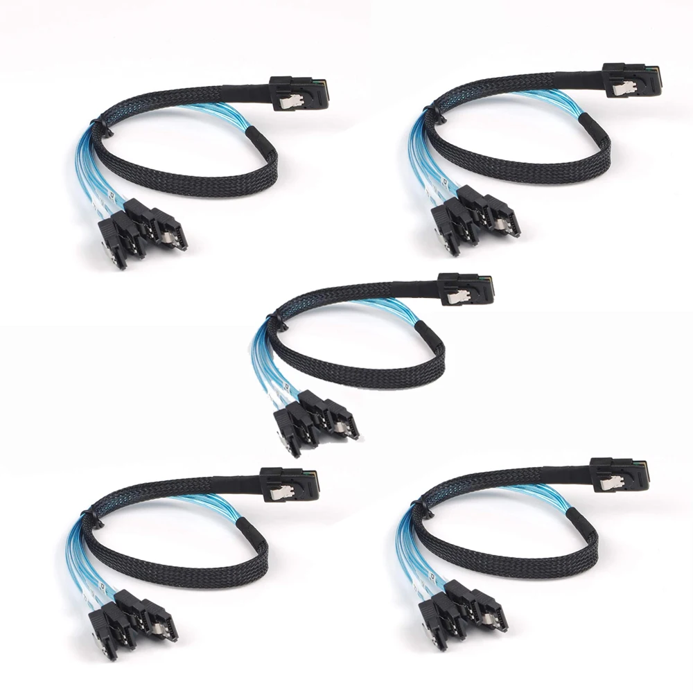 

1/2/3/4/5 pcs 0.5m Mini SAS 36Pin SFF-8087 Male to 4 SATA 7Pin Female Cable Mini SAS Host/Controller to 4 SATA Target/Backplane