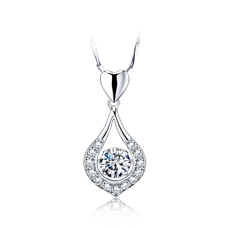 

925 sterling sliver color necklace Pure Heart Diamond for Women Female Gemstone Silver S925 Jewelry Pendant pierscionki