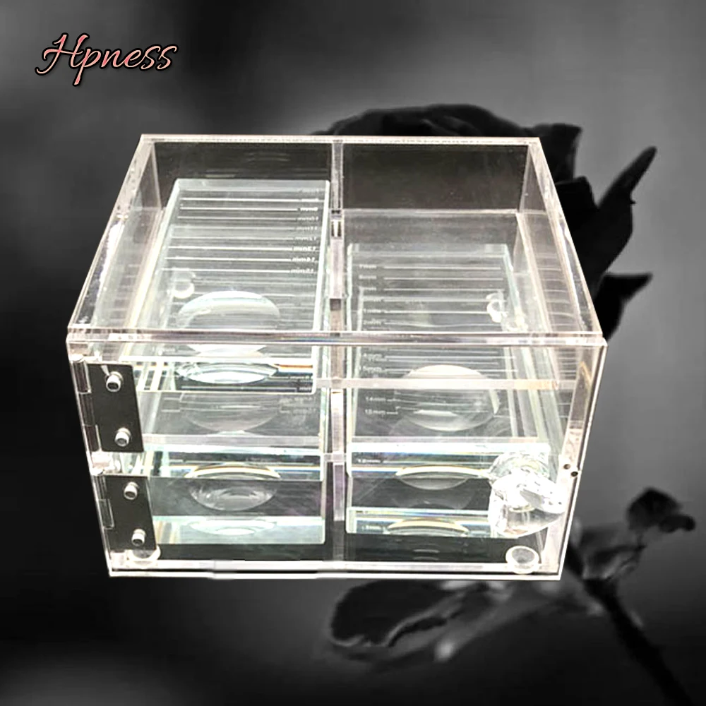 Стеклянная коробка для хранения накладных ресниц прозрачная стеклянная