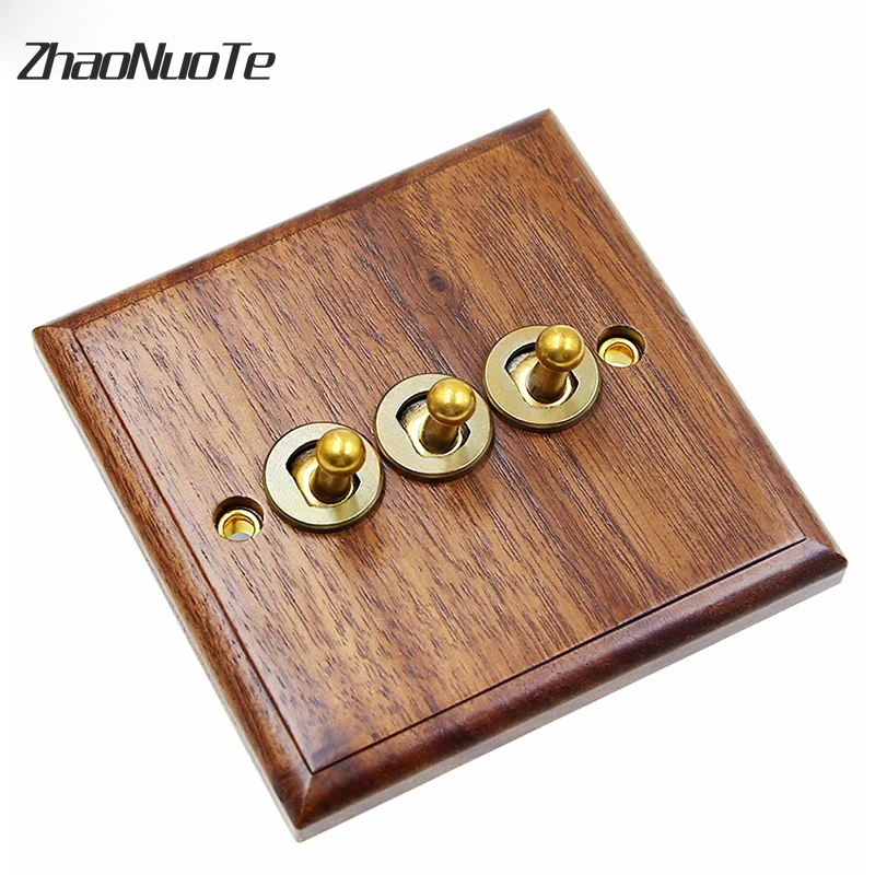 Переключатель настенный в стиле ретро из черного орехового дерева 86 Тип |