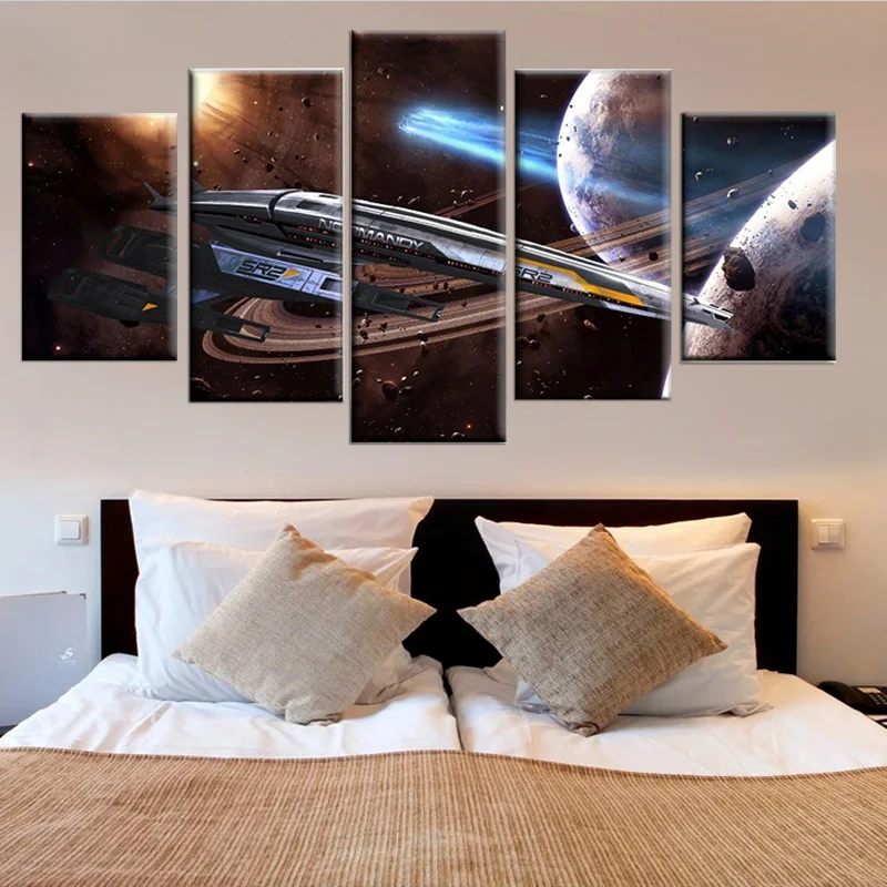 

No Framed 5 Pieces Mass Effect Normandy SR-2 Game Wall Art Canvas Posters Picture Painting Home Decor for Living Room Decoration