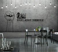 beibehang custom wallpaper fashion retro nostalgic fist painted sign slogan cement wall bar cafe background decorative painting