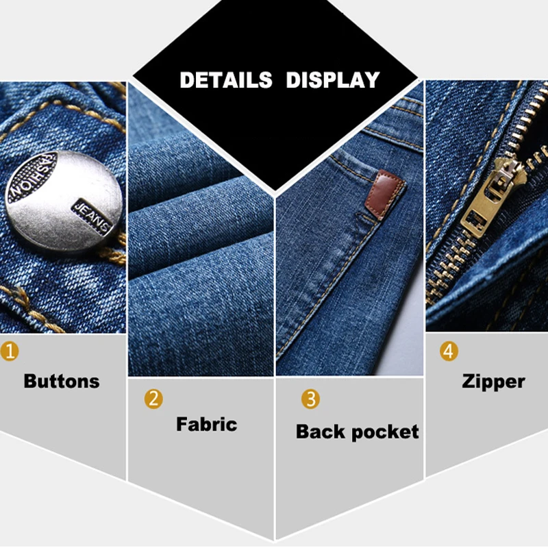 

2021Newest Premium Quality Jeans For Male Business Slim Straight Regular Stretch Cosy Denim Trousers Classic Plus Size All-Match