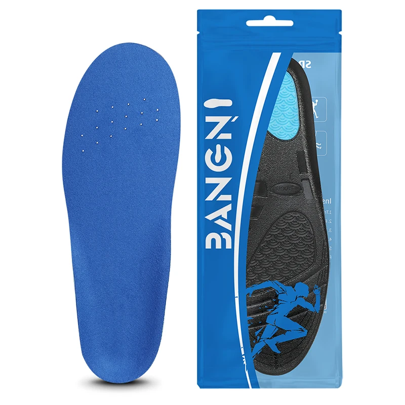 BANGNI PU Working Insoles Memory Foam Sports Shoes Pad Arch Support Sole Plantar Fasciitis Heel Running for Man Feet GEL Inserts