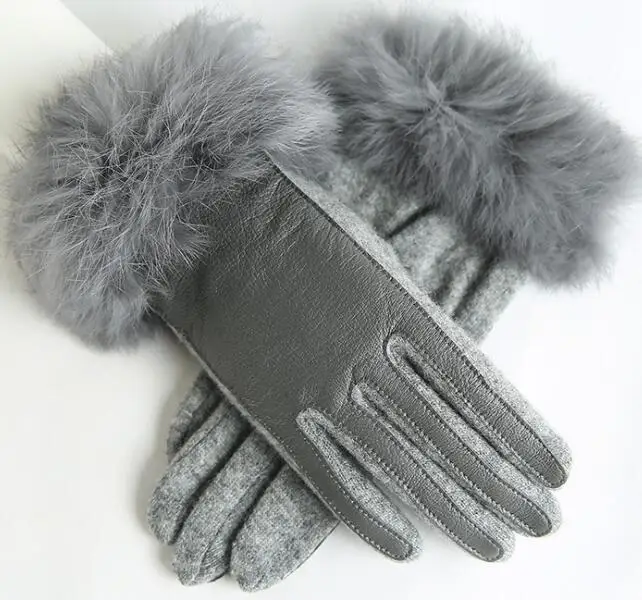 gray9856 Рождественский подарок, зимние, весенние, модные, зимние перчатки из овчины, верх из овчины, натуральная кожа, женские наручные перчатки для вождения - Цвет: gray9856