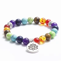 8mm colorful chakra tree of life energy yoga bracelet buddha dog claw pendant jewelry