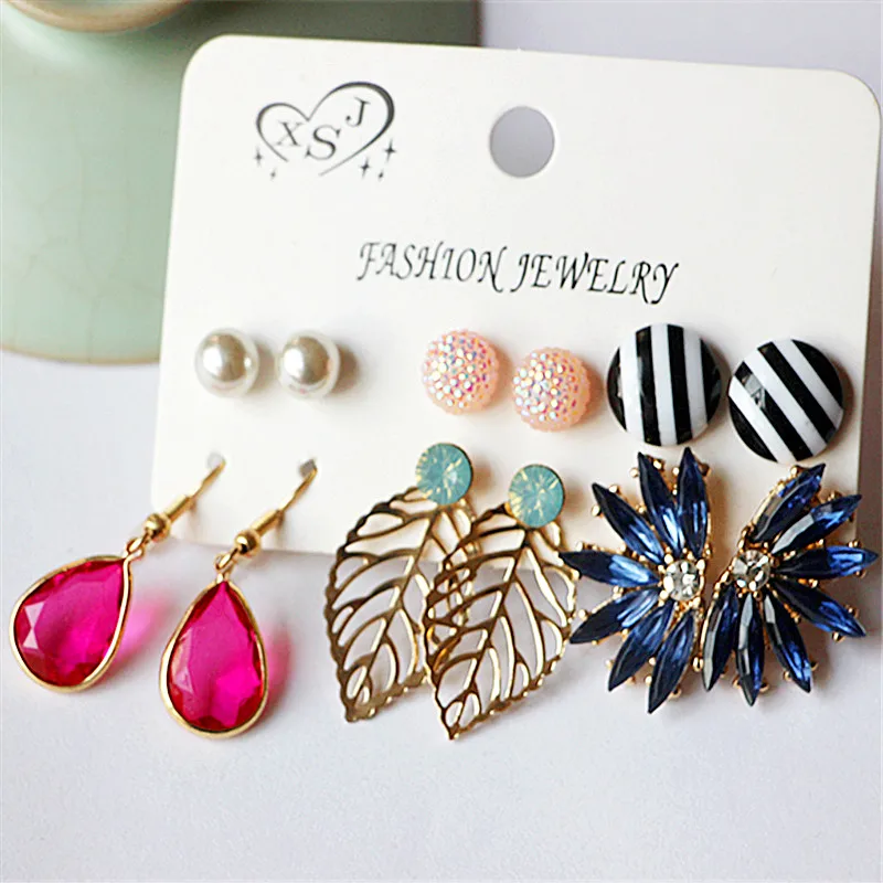 Новинка модных женских украшений для вечеринок: круглые серьги с жемчугом, розового/белого/синего цвета, в наборе из 6 пар, красивые подарки с бесплатной доставкой.