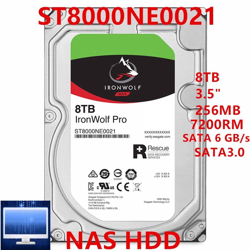 

New Original HDD For Seagate 8TB 3.5" SATA 6 Gb/s 256MB 7200RPM For Internal HDD For NAS Hard Drive For ST8000NE0021 ST8000NE001