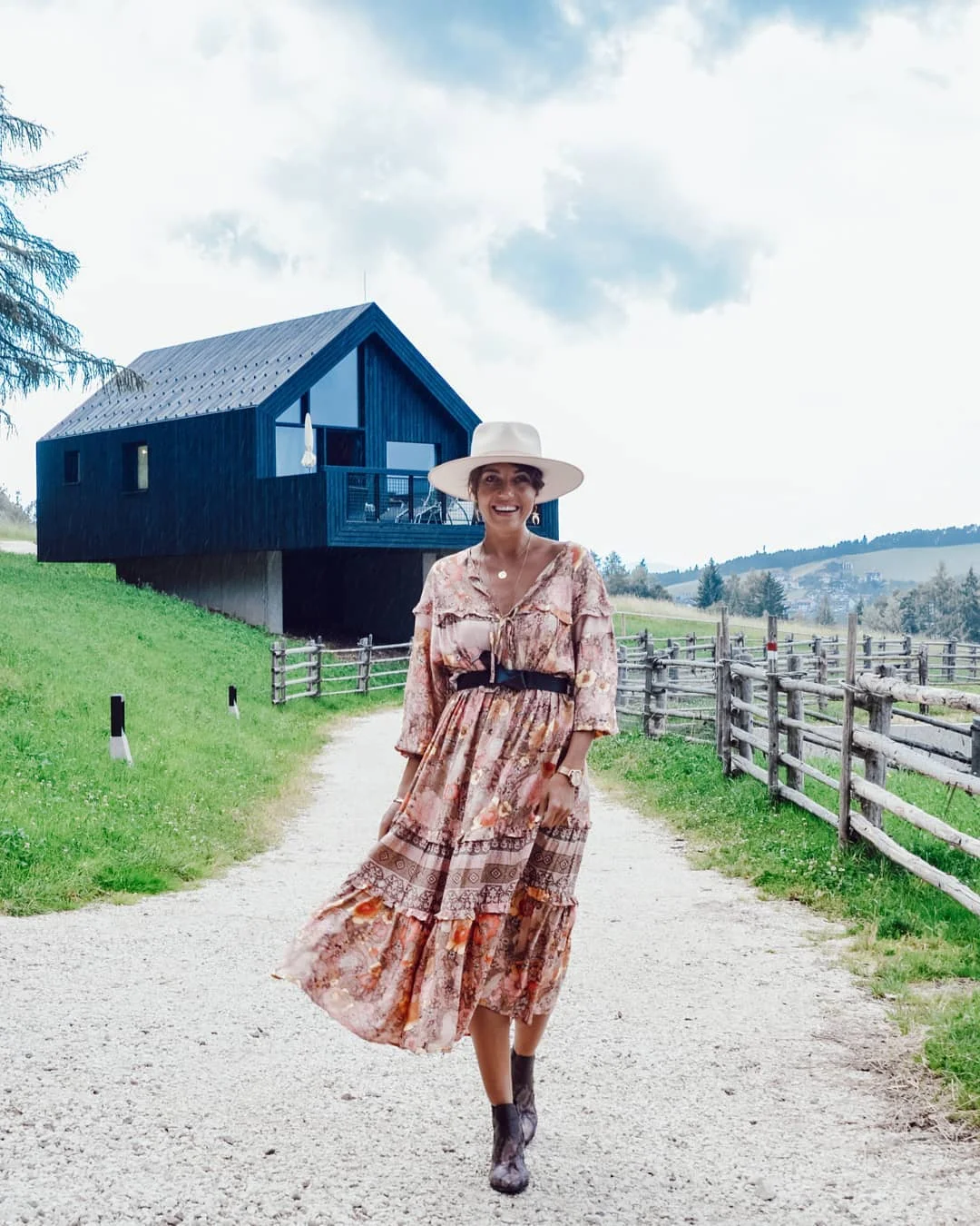 Богемный Вдохновленный оранжевый цветочный принт бохо платье с длинным рукавом