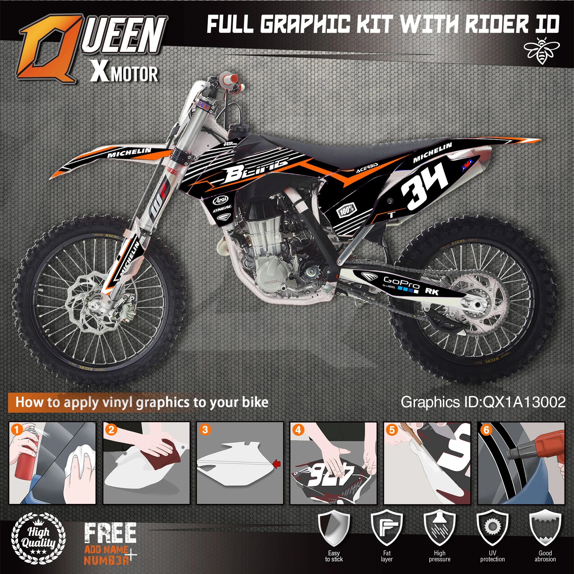 QUEEN X MOTOR Custom Team графические наклейки Набор наклеек для KTM 2013 2014 2015 SX SXF 2016 EXC Φ 002 |