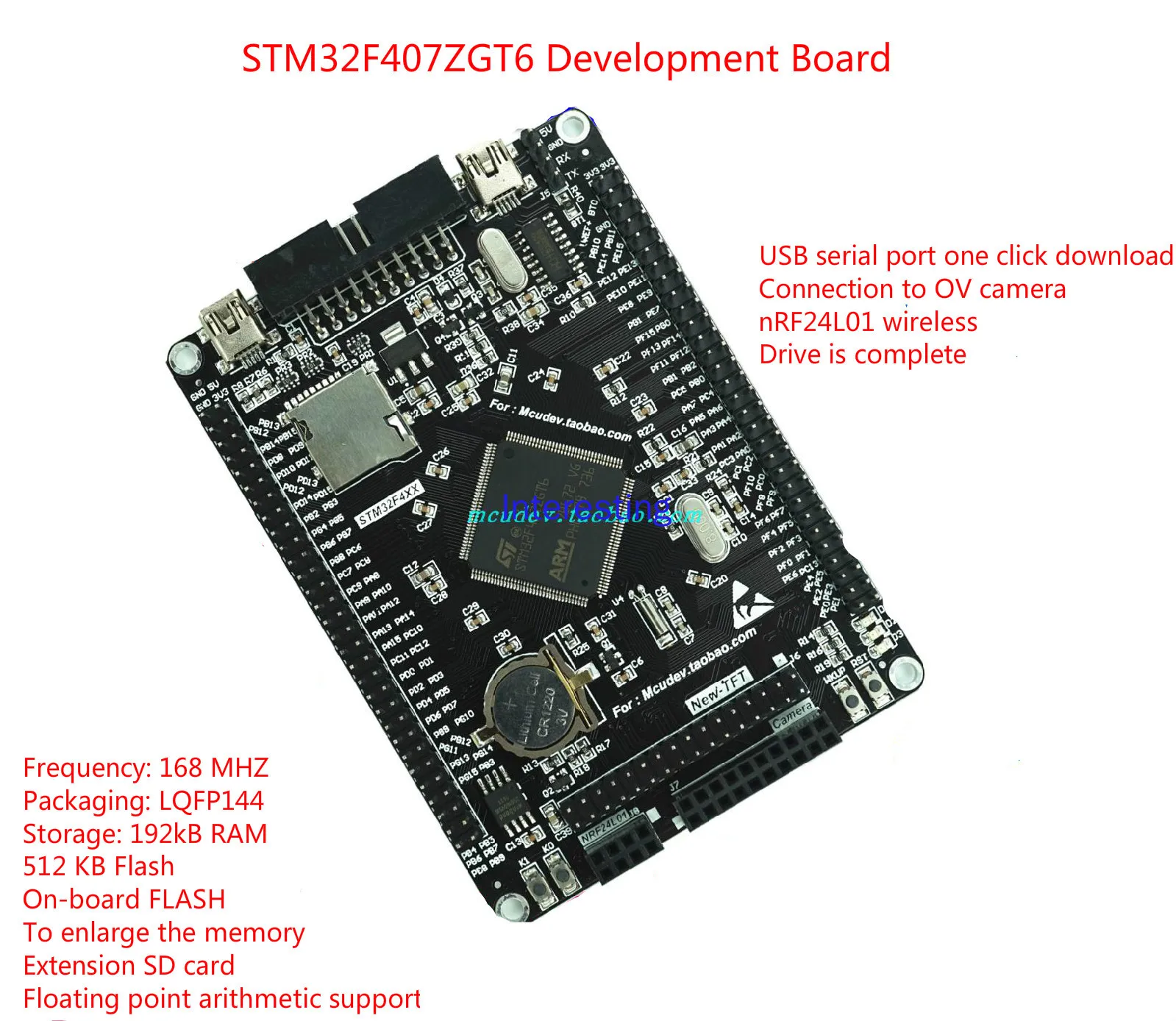 Placa de Desenvolvimento Stm32f407zgt6 F407zet6 Placa Núcleo Stm32f4 m4 zg Especificação Peças e acessórios p/ instrumentos