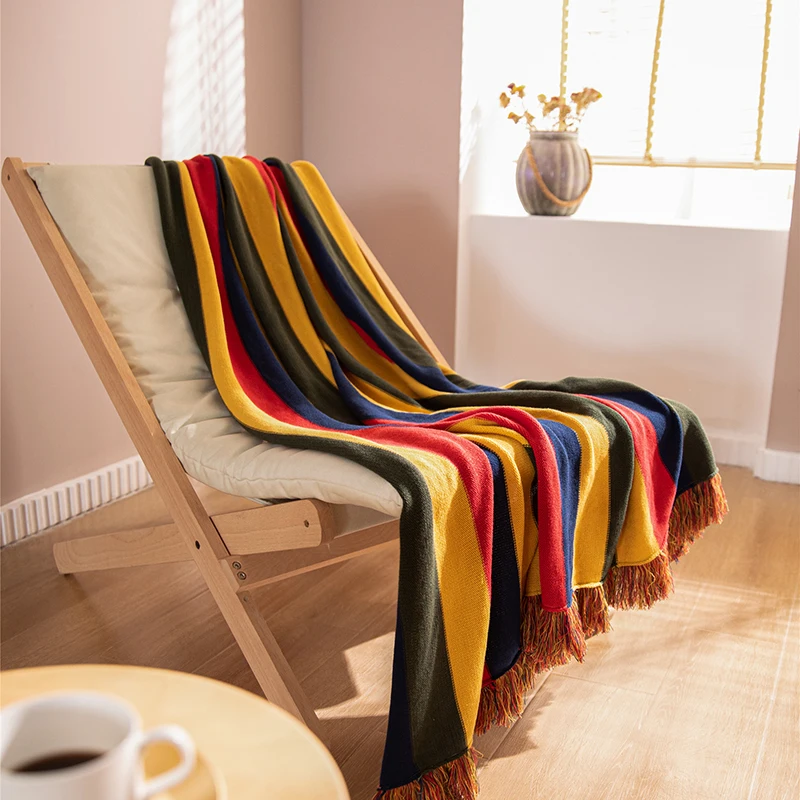 

Хлопковое одеяло с кисточками, в богемном стиле, можно использовать как шаль, доступно как в помещении, так и на улице, легко носить с собой