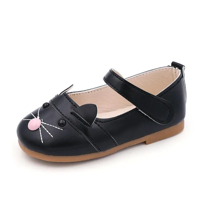 

Kids Leather Shoes For Baby Girls Little Girl Party Shoes Cartoon Cat Fashion Sweet Soft Quality Hot 2021 Spring Autumn 21-30