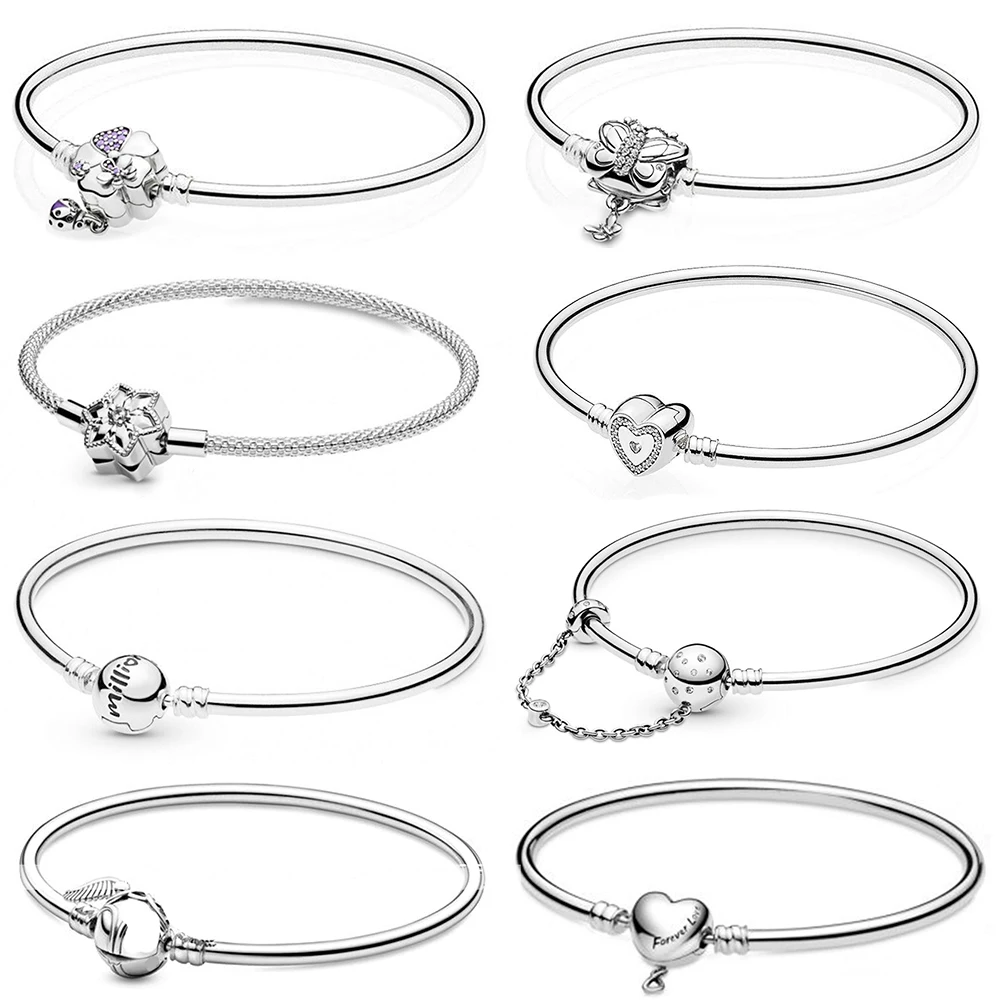 

2020 NEW 100% 925 Sterling Silver Moments Infinity Heart Clasp Limited Bangle Bracelet Fit Women Original Fashion Jewelry Gift