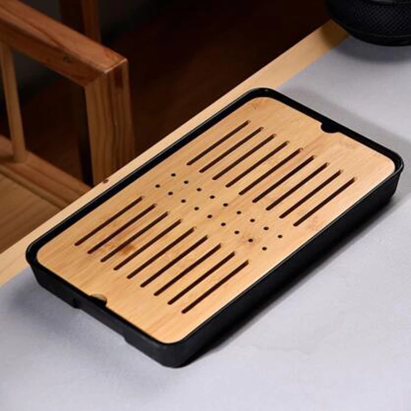 Высококачественный имитация керамики деревянный поднос для чая дренажный набор