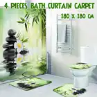 Новая занавеска для душа, украшение для ванной, 3D бамбуковая Проточная вода, зеленая бамбуковая занавеска для душа, коврик для туалета, нескользящий набор
