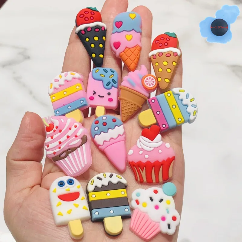 

Single Sale 1pcs Popsicle Cake PVC Shoe Charms Novel Ice Cream Shoe Accessories Biscuit Garden Shoe Decoration For