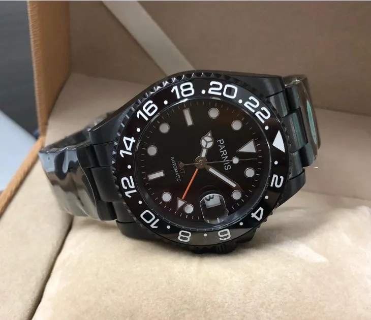 Светящиеся мужские часы 40 мм блестящие автоматические с керамической