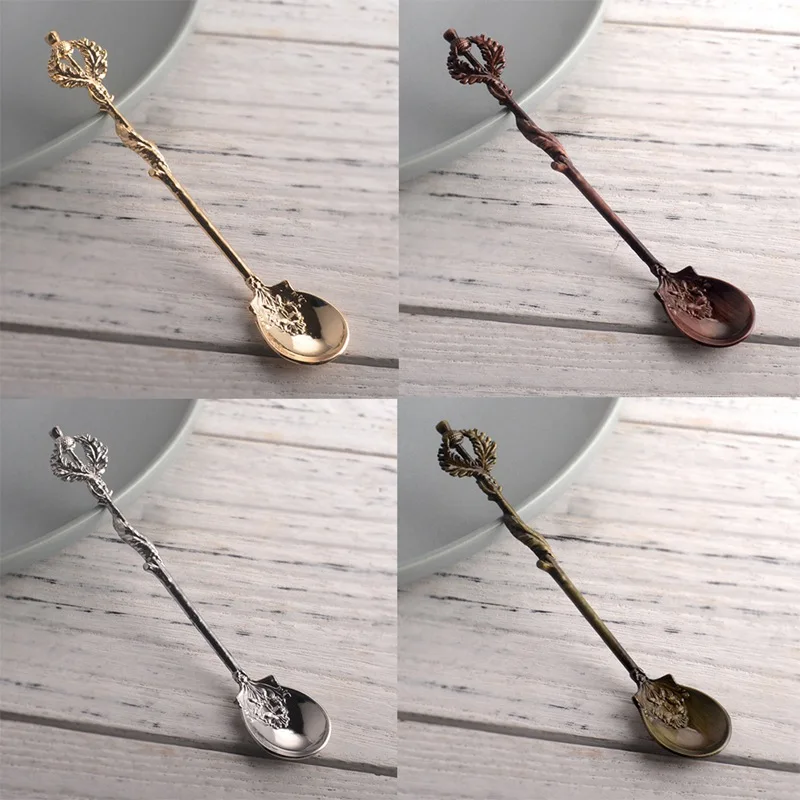 Кофейная ложка в стиле ретро из сплава креативная винтажная черная чайная для