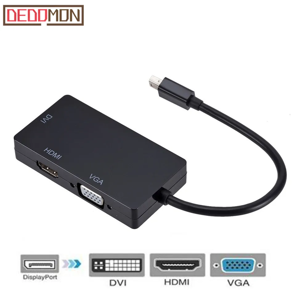 3 в 1 мини-порт дисплея DP штекер-DVI HDMI VGA аудио гнездо адаптер порт кабель конвертер