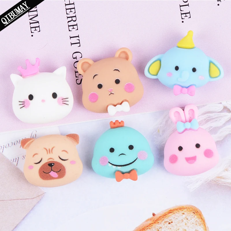 QIBU 10/20 шт. милые животные изделия из смолы Kawaii кошка собаки Декор Кабошоны для скрапбукинга DIY Hairbow украшения Аксессуары