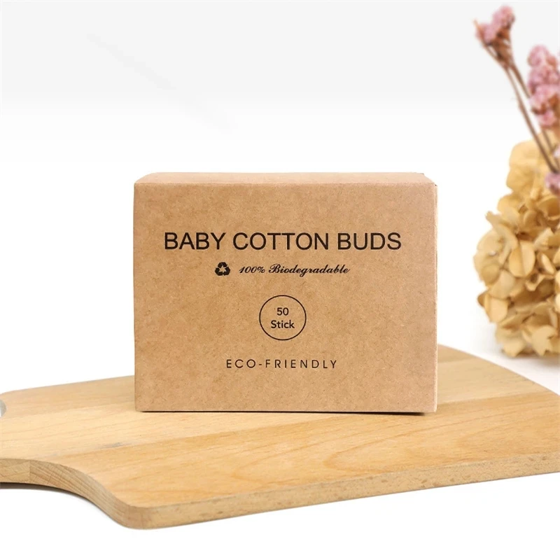 

50PCS/Box Cotton Swab Baby Cotton Buds Bamboo Sticks Disposable Cotton Buds Swab Beauty Makeup Nose Ears Cleaning