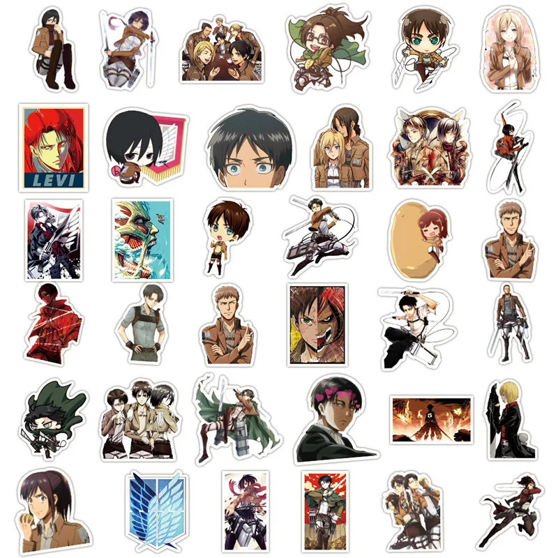 

100Pcs New Attack on Titan Anime Stickers Aesthetic Decoration Waterproof Doodle Cute Trunk Laptop Sticker for Kids