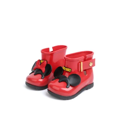 red3 Mini Melissa/3 цвета; резиновые сапоги; Новинка года; нескользящие желе резиновые сапоги для мальчиков и девочек; Melissa; обувь с Микки Маусом; прозрачная детская водонепроницаемая обувь - Цвет: red3