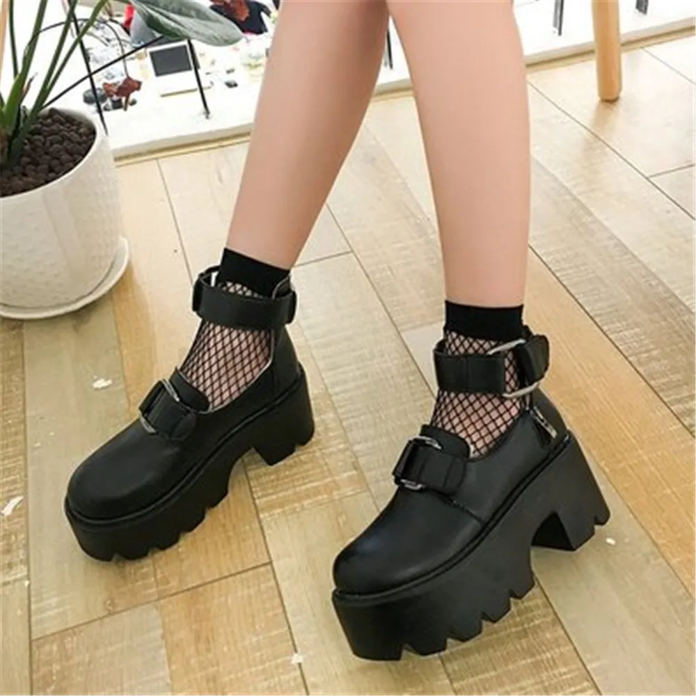 

2021 Spring Autumn New Pumps Female Japanese Lolita Uniform Leather Shoes Round Head Muffin Thick Soled Mary Jane Shoes Women