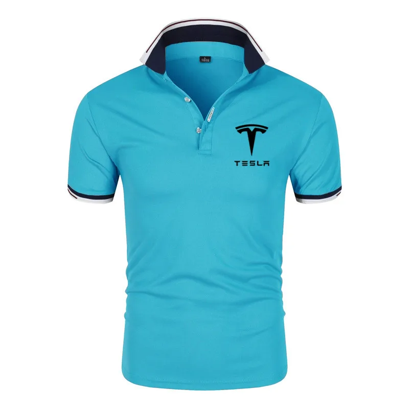 

New Tesla Printed Polo Shirt Men's Casual Breathable Polo Shirt Men's Lapel Short Sleeve Large Size Polo Shirt M-4XL