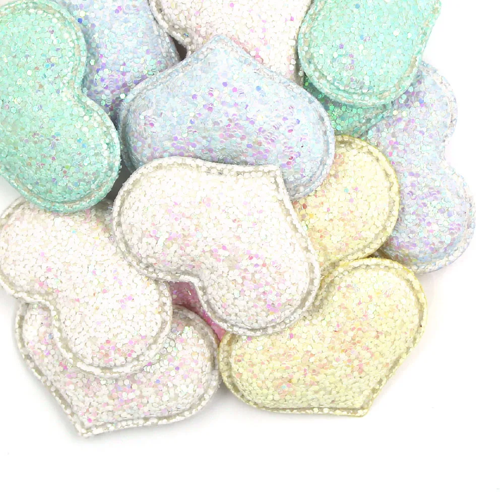 10 шт. 42x32 мм блестящие нашивки в виде сердца Аппликации клей на одежду блестки