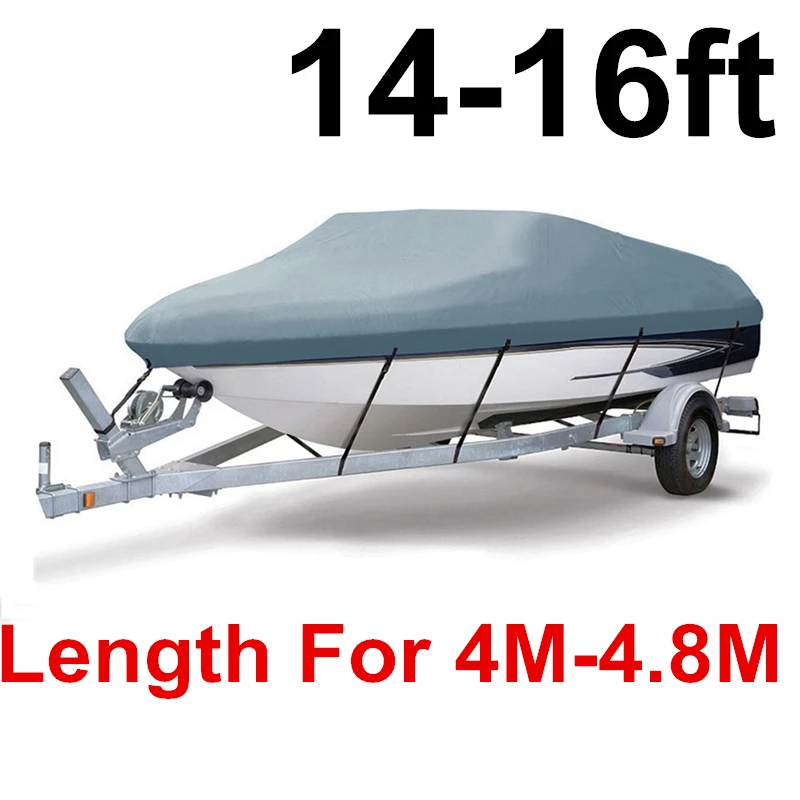 GREY 14-16ft 14-22ft Trailerable 210D чехол для лодки водонепроницаемый серый рыбий лыжный v-корпус Солнцезащитный УФ-протектор для катера швартовка для лодки D45 - Цвет: GREY 14-16ft