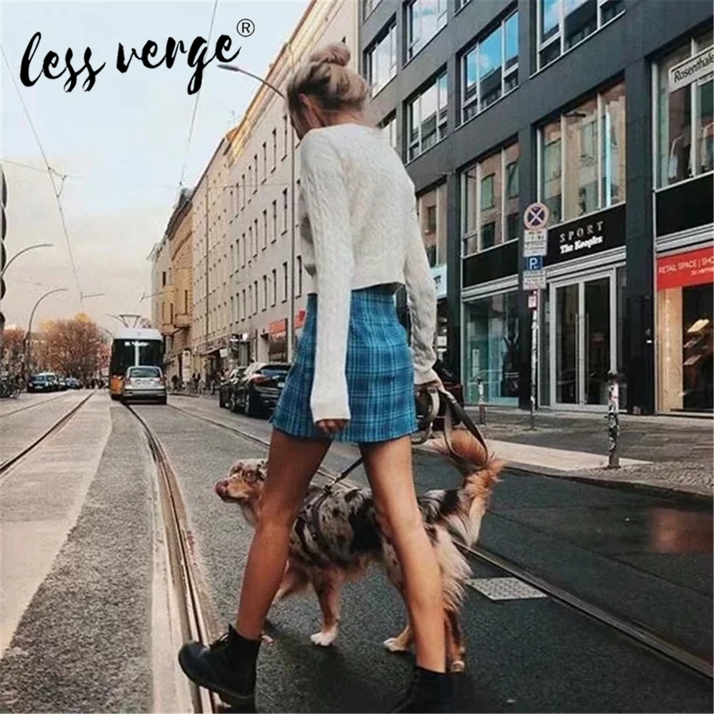Новая модная женская юбка Lessverge с высокой талией в клетку повседневная уличном