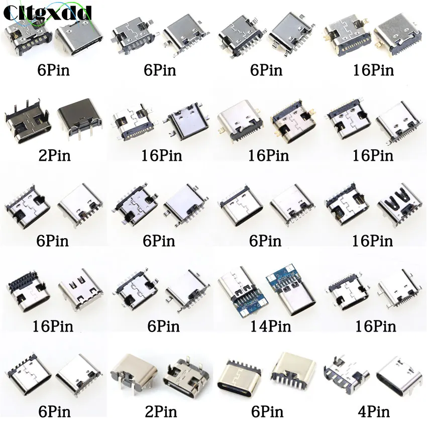 

10PCS Micro USB 3.1 Type C Jack 2 4 6 14 16 Pin SMD SMT Female Socket Connector For JBL Lenovo Mobile Phone Charging Port