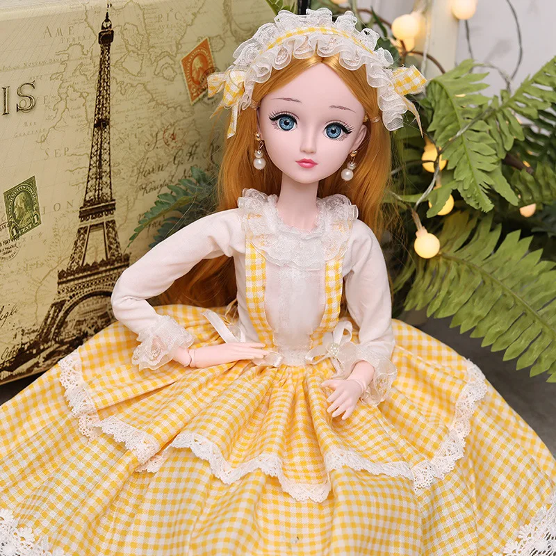 Новинка 60 см 22 шарнирная кукла Bjd Модная белая кожа 3D голубые глаза 1/3 принцесса
